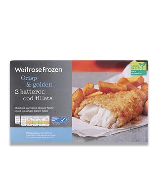 Waitrose Frozen Crisp & Golden 2 Battered Cod Fillets